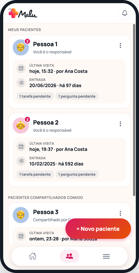 Cada paciente, um cartão