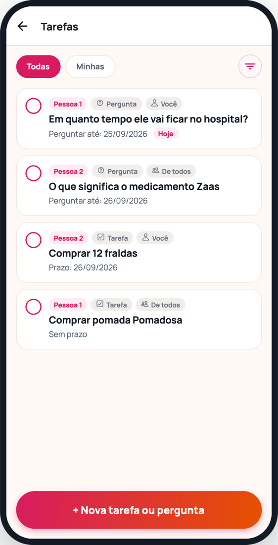 Tarefas e perguntas